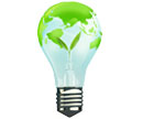 Light bulb with planet superimposed on globe