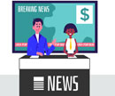 Two news presenters at desk