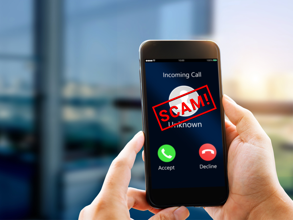 A scam call coming through on a mobile phone
